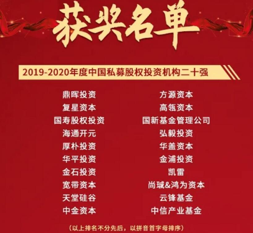 【動態(tài)新聞】天堂硅谷榮膺2020全球PE論壇“中國私募股權投資機構二十強”